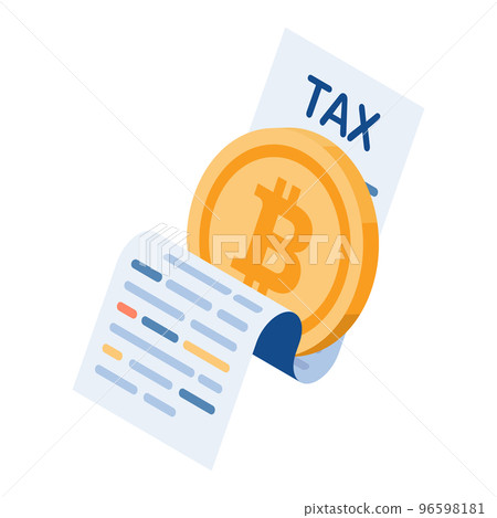 Isometric Bitcoin with Tax Document 96598181