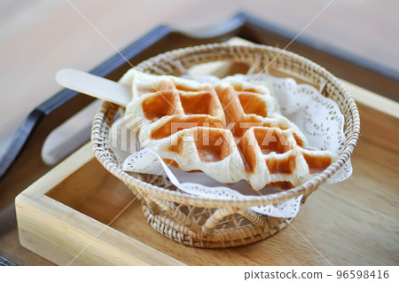 croffle or waffle or croissant , French croissant or French bread 96598416