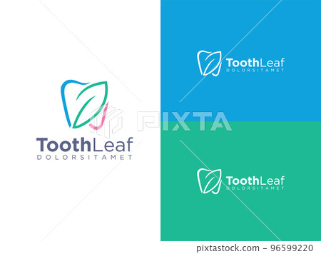 Dental Care Logo Design with Tooth and Leaf Icon Combination 96599220