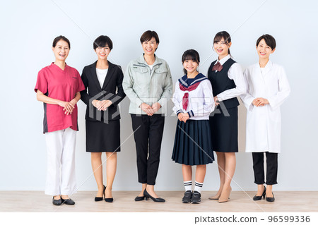 Female multi-generation junior high school student business doctor receptionist 96599336