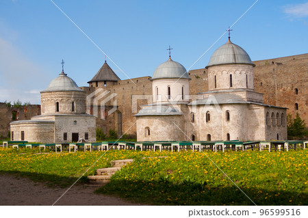 Leningrad region, Russia 26 may 2011. The Cathedral of the assumption and St. Nicholas Church in Ivangorod fortress 96599516