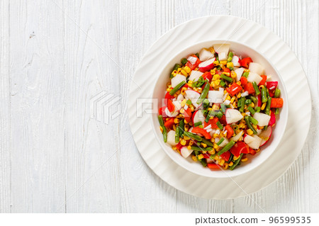 corn, radish, jicama, pepper, green bean salad 96599535