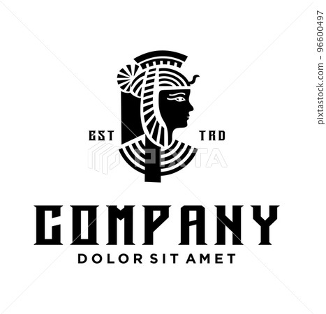 Queen cleopatra logo editable template ancient egyptian pharaoh Premium Vector black silhouette vintage 96600497
