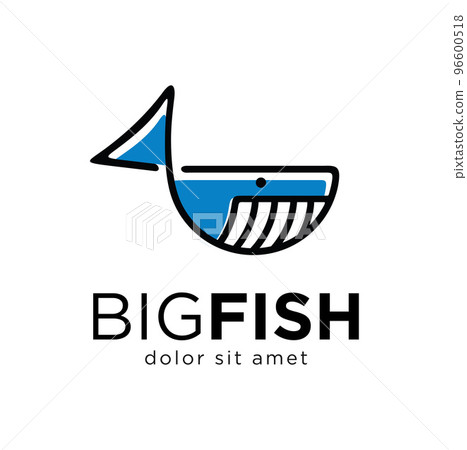 Simple blue Whale line art logo designs mono line outline Vector Simple blue Whale line art logo designs mono line outline Vector 96600518