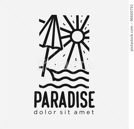 Linear Beach Umbrella Icon from Accommodation Outline  Linear Beach Umbrella Icon from Accommodation Outline  96600791