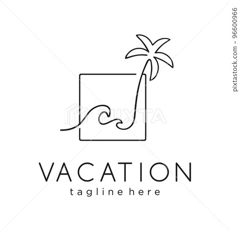 Minimalist palm sunset sunrise beach logo design Line art icon vector illustration Minimalist palm sunset sunrise beach logo design Line art icon vector illustration 96600966