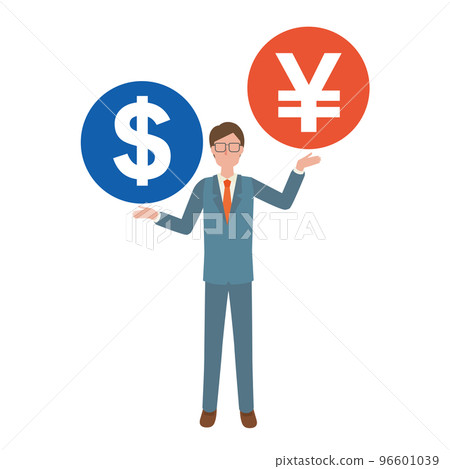 Image illustration of strong yen and weak dollar 96601039