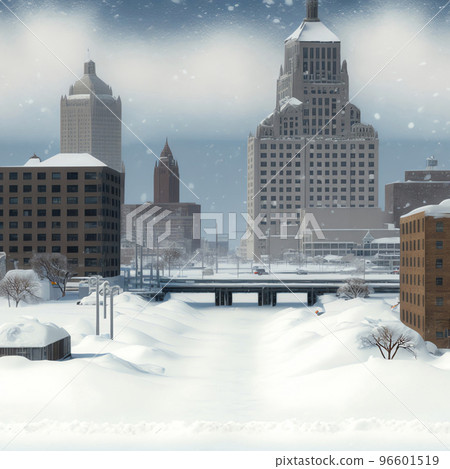 World buried in snow "AI-generated image" 96601519