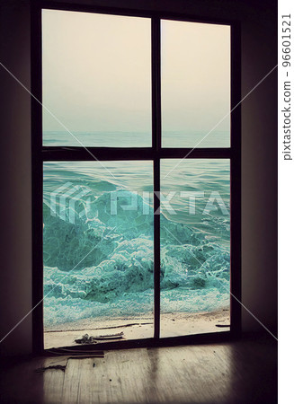 House near rough seas "AI-generated image" 96601521