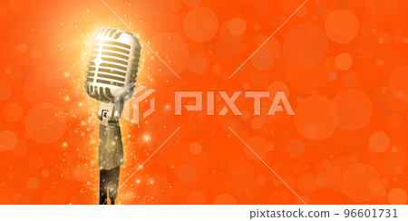 Vintage microphone on bokeh 96601731