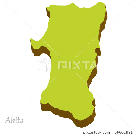 秋田縣三維地圖，簡單自然 96601981
