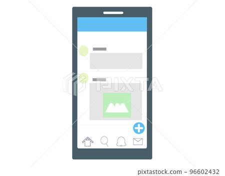 在智能手機和 SNS 上發布和瀏覽。消息應用程序 96602432
