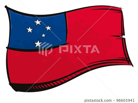 Painted Samoa flag waving in wind 96603941