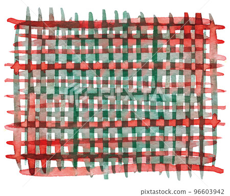 水彩畫的紅色和綠色格子 96603942