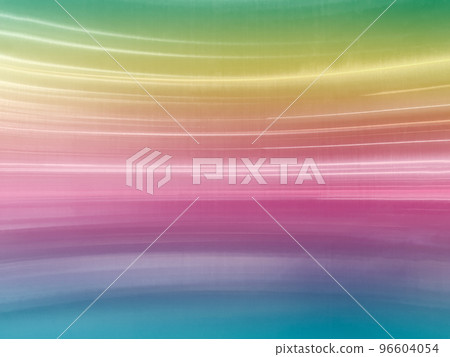 Background image of a hairline finish metal plate with bright rainbow colored shiny and light streaks c 96604054