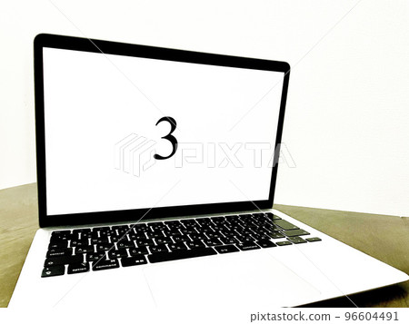 Computer screen with 3 written on it 96604491