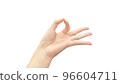 Woman's hand making a circle with fingers 96604711