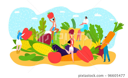 Vegetable diet food concept, vector illustration. People character in healthy lifestyle, fresh vegetarian nutrition. Organic cartoon fruit Vegetable diet food concept, vector illustration. People character in healthy lifestyle, fresh vegetarian nutrition. Organic cartoon fruit 96605477