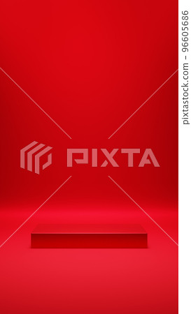 Square pedestal on a red background. background material. (Vertical) Square pedestal on a red background. background material. (Vertical) 96605686