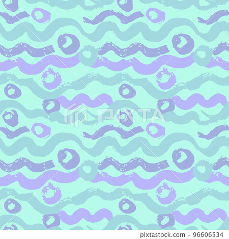 Seamless Blue Waves Hand Drawn Sea Style Pattern. - Stock Illustration ...