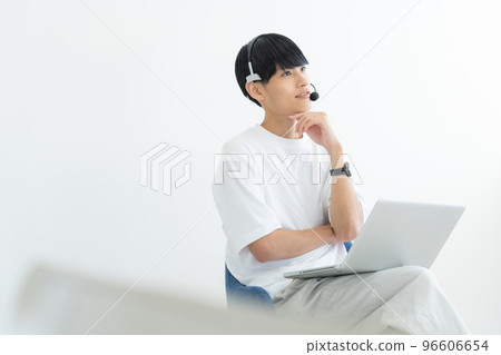 A man who operates a personal computer 96606654