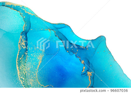Blue Ink Flow Isolated on White Background. Artwork Template for Greeting Card 96607036
