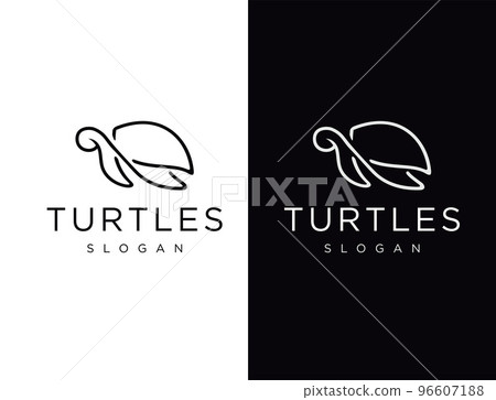 Simple Line Turtle Logo in Black and White design vector template 96607188