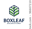 Hexagon box cube ecology leaf logo nature organic Vector cardboard design template illustration 96607210