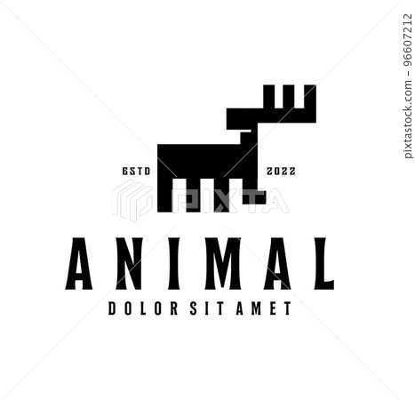 Unique Simple standing looking back deer Logo silhouette standing deer buck stag reindeer vector icon 96607212