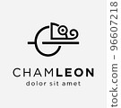Simple modern Chameleon logo Line Art Style design Vector Graphic Stock Illustration of camouflage animal reptile 96607218