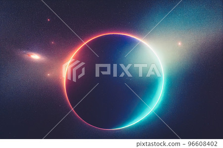 Splendid vibrant color starry galaxy universe in digital art 3D illustration. Splendid vibrant color starry galaxy universe in digital art 3D illustration. 96608402