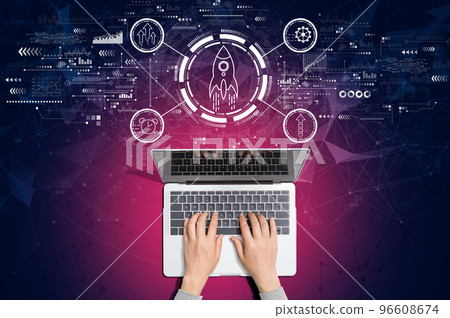 Rapid growth concept with person using laptop 96608674