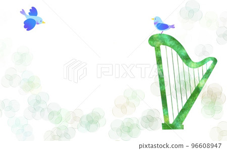 A simple illustration with a harp silhouette design and copy space 96608947