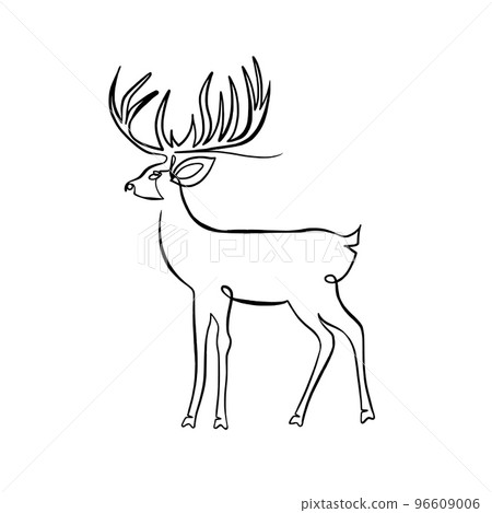 Portrait of a deer side view in one line 96609006