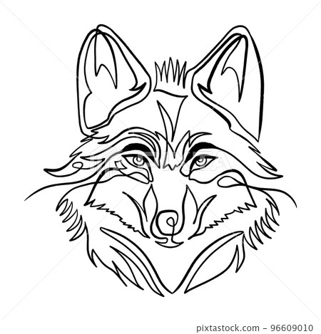 Wolf head continuous line minimalist vector sketch 96609010