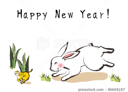 Year of the Rabbit New Year's card template picture letter style Year of the Rabbit New Year's card template picture letter style 96609287