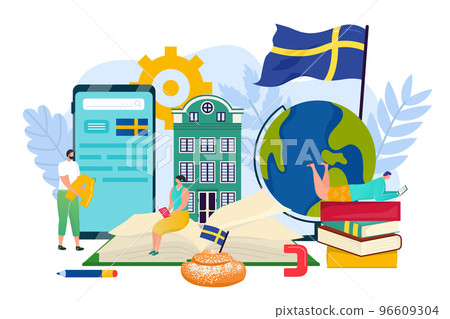 Swedish language concept design, vector illustration. Sweden graphic symbol banner, language education for flat business in foreign country. 96609304