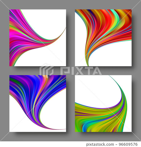 Set of square banners. Abstract background, brochure template, poster, colorful bright waves Set of square banners. Abstract background, brochure template, poster, colorful bright waves 96609576