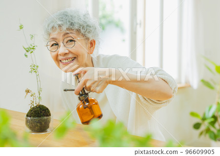 Lifestyle woman with silver hair Lifestyle woman with silver hair 96609905