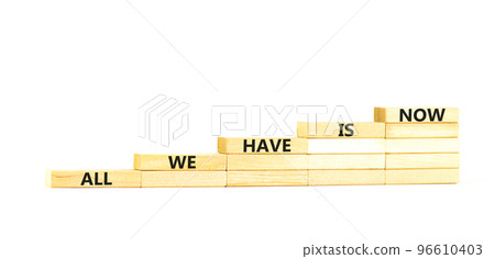 All we have is now symbol. Concept words All we have is now on wooden blocks. Beautiful white table white background. Business, motivational all we have is now concept. Copy space. All we have is now symbol. Concept words All we have is now on wooden blocks. Beautiful white table white background. Business, motivational all we have is now concept. Copy space. 96610403