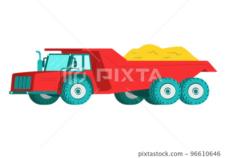 Harvester grain combine pouring soy bean farm field into tractor trailer harvest time isolated on white vector Harvester grain combine pouring soy bean farm field into tractor trailer harvest time isolated on white vector 96610646
