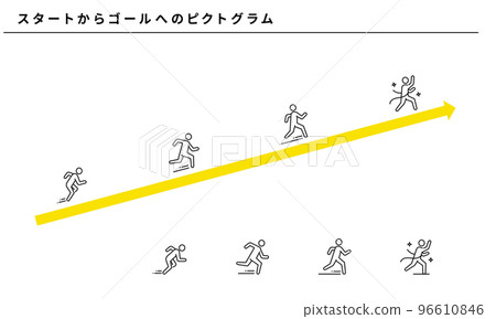 Start to goal pictogram set, vector material 96610846