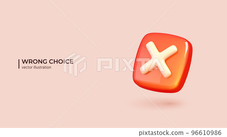 3d Vector Wrong Checkmark Box. Vector illustration 3d Vector Wrong Checkmark Box. Vector illustration 96610986