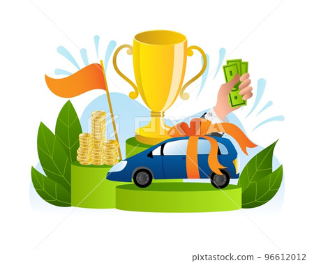 Lottery prize winner, lucky win in game, vector illustration. Flat gift at fortune circle, happy raffle chance for people, isolated on white poster. Lottery prize winner, lucky win in game, vector illustration. Flat gift at fortune circle, happy raffle chance for people, isolated on white poster. 96612012