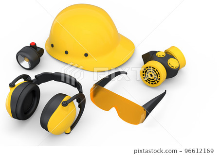 Set of construction wear for repair and installation on white background 96612169