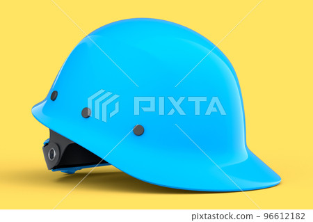 Blue safety helmet or hard cap isolated on yellow background Blue safety helmet or hard cap isolated on yellow background 96612182