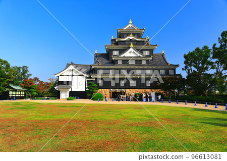 [岡山縣]晴天的岡山城（令和大修後） 96613081