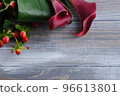 Flat lay still life with calla lily 96613801
