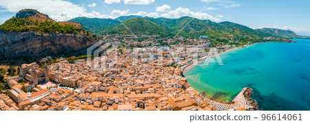 Aerial scenic view of the Cefalu, medieval village of Sicily island, Province of Palermo, Italy Aerial scenic view of the Cefalu, medieval village of Sicily island, Province of Palermo, Italy 96614061