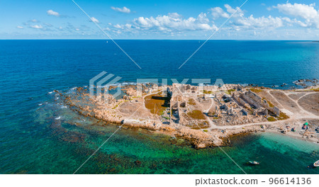 Aerial panoramic view of Castellammare del Golfo town, Trapani, Sicily. Aerial panoramic view of Castellammare del Golfo town, Trapani, Sicily. 96614136